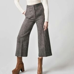Ann Taylor Menswear Inspired Grey High Rise Wide Leg Cropped Culotte Trousers 8